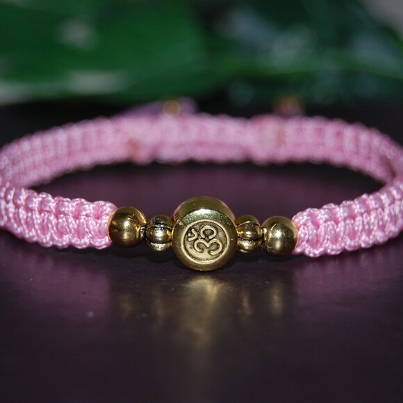 Om Bracelet,Good Luck Bracelet,Adjustable Drawstring,Ohm,Man,Woman,Yoga,Pray - Picture 2 of 2